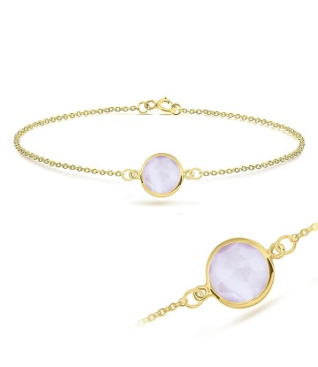 Rose Quartz Round Shape Bracelet BRS-233-GP